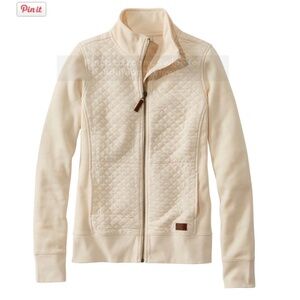 LL Bean Women’s Quilted Full Zip Sweatshirt in Cream